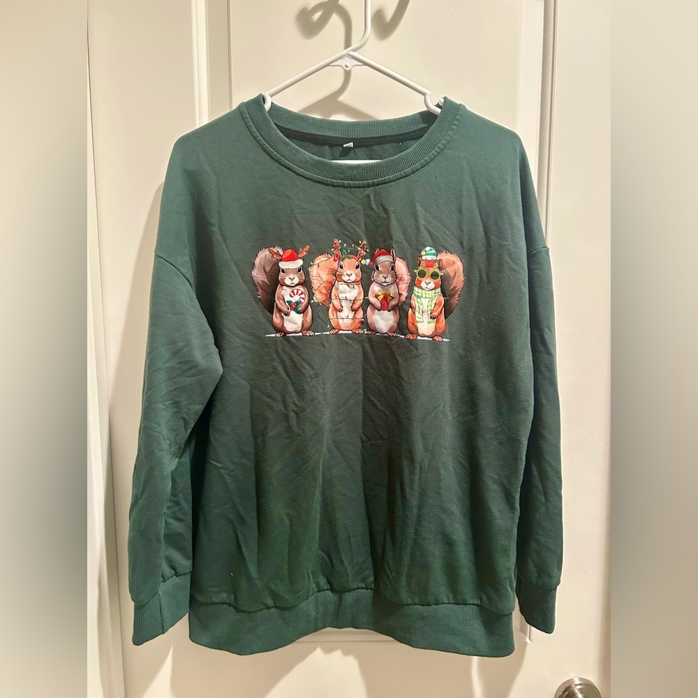 Green Squirrel Christmas Sweatshirt